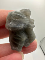 Small Nine Tail Fox Carvings Labradorite/Strawberry Quartz