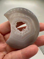 Druzy Agate Geode Carved Moon
