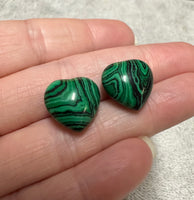 Malachite Imitation Heart Pair