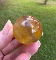 Yellow with Purple Fluorite Sphere #17