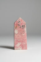 Rhodochrosite Four-Sided Tower #3 – Rose Pink, Cream & Tan Polished Crystal Point