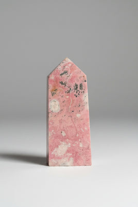 Rhodochrosite Four-Sided Tower #3 – Rose Pink, Cream & Tan Polished Crystal Point