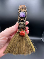 Tiger Eye, Amethyst & Red Jasper Decorative Crystal Broom with Crown