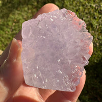 Lavender Amethyst Cluster with Polished Agate Freeform