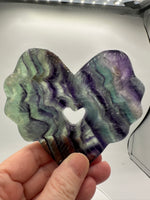 Rainbow Fluorite Decorative Carved Heart with Stand #4