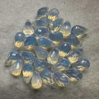 Opalite Faceted Briolette Teardrop Pendants – 12 × 8 mm Glass Pendants for Jewelry Making