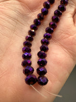 Metallic Plum Purple Faceted Glass Bead Strand – Round Coated Glass Beads for Jewelry Making
