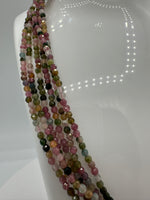 Natural 3mm Faceted Rainbow Tourmaline Necklace