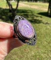 Natural Charoite Ring #7