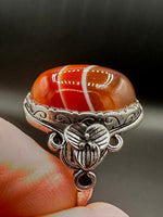 Vintage Style Carnelian Stainless Steel Adjustable Ring #9