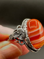 Vintage Style Carnelian Stainless Steel Adjustable Ring #5
