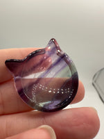 Cat Head Shape Rainbow Fluorite Bowl Carving #3
