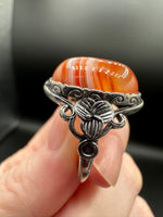 Vintage Style Carnelian Stainless Steel Adjustable Ring #1
