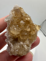 Golden Cube Fluorite Cluster – Moscona Mine, Spain Specimen #2