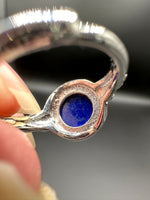 Natural Lapis Lazuli Adjustable Stainless Steel Ring – Round Blue Cabochon Crystal Ring