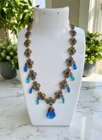 Vintage Avon Blue Briolette Rhinestone Drop Necklace