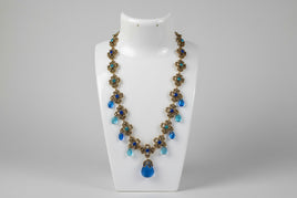 Vintage Avon Blue Briolette Rhinestone Drop Necklace