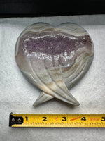 Amethyst Agate Heart Wings Carving with Stand #3