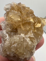 Golden Cube Fluorite Cluster – Moscona Mine, Spain Specimen #2