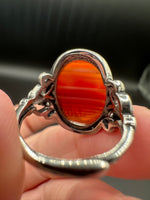 Vintage Style Carnelian Stainless Steel Adjustable Ring #6