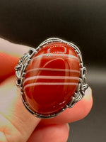 Vintage Style Carnelian Stainless Steel Adjustable Ring #2