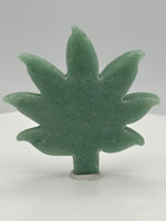 Green Aventurine Cannabis Leaf Carving #1