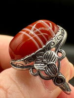 Vintage Style Carnelian Stainless Steel Adjustable Ring #2