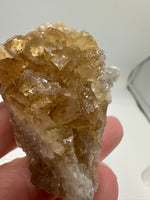 Golden Cube Fluorite Cluster – Moscona Mine, Spain Specimen #2
