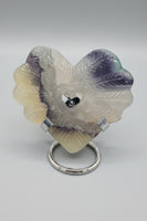 Rainbow Fluorite Decorative Carved Heart with Stand #2