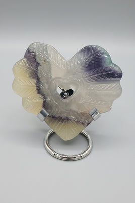Rainbow Fluorite Decorative Carved Heart with Stand #2