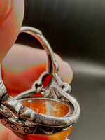 Vintage Style Carnelian Stainless Steel Adjustable Ring #8