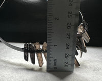 Brown & Black Handmade Natural Crystal Crown Headband – Aura-Coated Crystal Points & Crescent Moon
