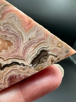 Natural Rhodochrosite Slab #8 – Pink Banded Orb & Druzy Crystal Mineral Specimen