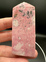 Rhodochrosite Four-Sided Tower #3 – Rose Pink, Cream & Tan Polished Crystal Point