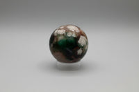 Green & Pink Flower Agate Sphere with Druzy