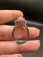 Natural Rhodochrosite Adjustable Stainless Steel Ring – Oval Pink Gemstone Halo Ring