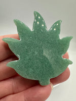 Green Aventurine Cannabis Leaf Carving #3