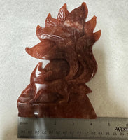 Fire Quartz Nine-Tailed Fox Carving