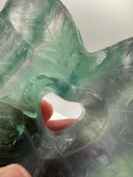 Rainbow Fluorite Decorative Carved Heart with Stand #5