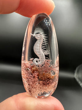 Beautiful Seahorse Garden Quartz Inner Scene Carving #4