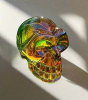 Green & Orange Glass Skull