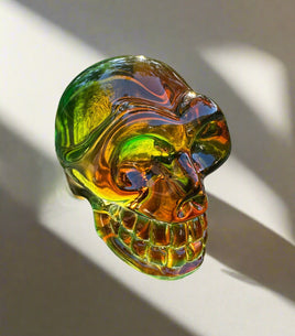 Green & Orange Glass Skull