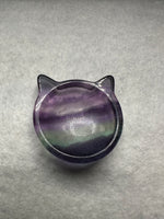 Cat Head Shape Rainbow Fluorite Bowl Carving #3