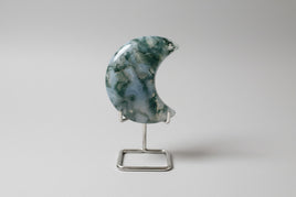 Moss Agate Carved Moon #4