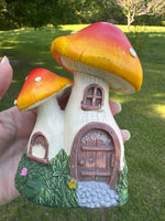 Orange & Yellow Mushroom Fairy House
