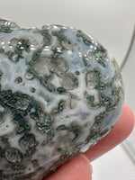 Moss Agate Carved Heart #3