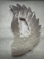 Druzy Agate Geode Indigenous-Inspired Profile Headdress Carving #3