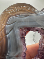 Amethyst Agate Heart Wings Carving with Stand #2