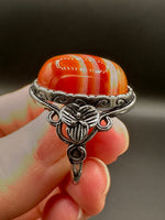 Vintage Style Carnelian Stainless Steel Adjustable Ring #5