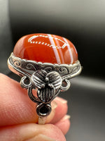 Vintage Style Carnelian Stainless Steel Adjustable Ring #4